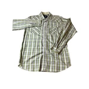 Resistol University Mens Green Plaid Western Pearl Snap Shirt University Fit L
